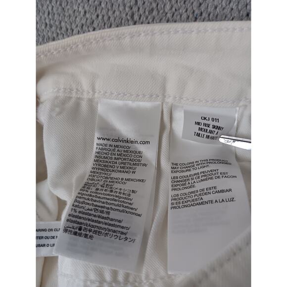 Calvin Klein Jeans Womens 29X30 Miami White Mid Rise Skinny Casual Beach - Picture 9 of 15